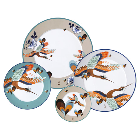 set 4 plates Love Birds
